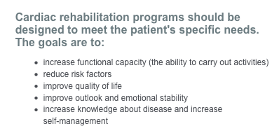 Chart About the Benefits Of Cardiac Rehabiliation Classes