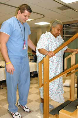 Patient Climbing Stairs After Heart Surgery
