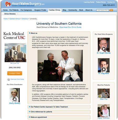 New USC Heart Valve Clinic Microsite
