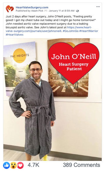 Heart valve patient on Facebook
