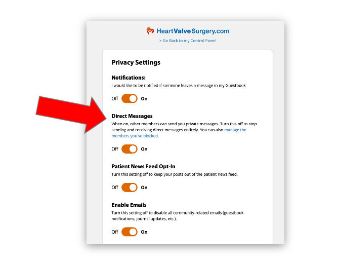 Privacy Setting for Heart Valve Instant Messaging