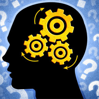 Brain with gears turning