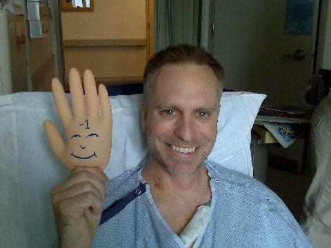 Brian, After Aortic Valve Surgery, Holding A Pain Scale Hand