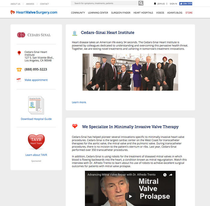 Cedars-Sinai heart valve microsite