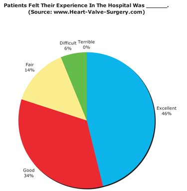 Patient survey research chart about expectations for heart surgery - terrible, good, excellent