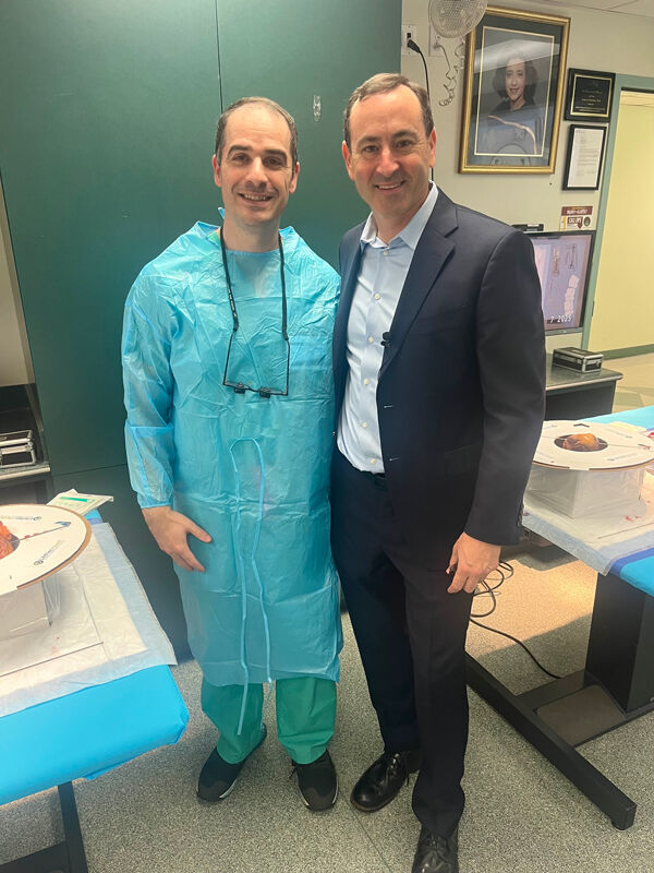 Dr. Ioannis Loumiotis, heart surgeon, at Ross Procedure wet lab