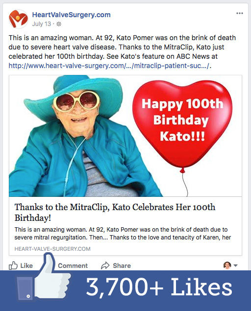 Kato Pomer, MitraClip patient, on Facebook
