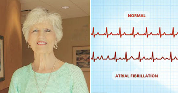 Linda, heart surgery patient, next to atrial fibrillation heart rhythm
