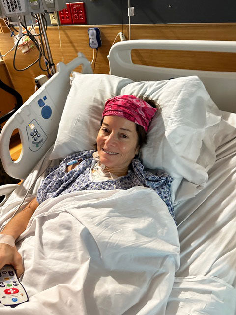 Lisa Letizio, heart surgery patient in hospital bed