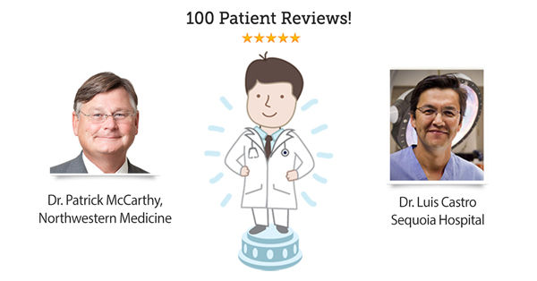 Dr. Patrick McCarthy and Dr. Luis Castro get 100 patient reviews