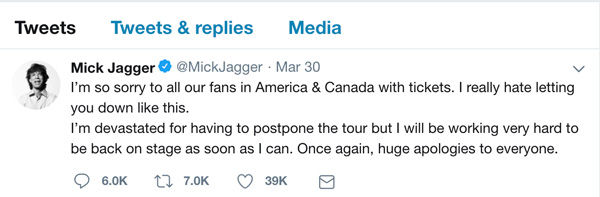 Mick Jagger Postpones Tour