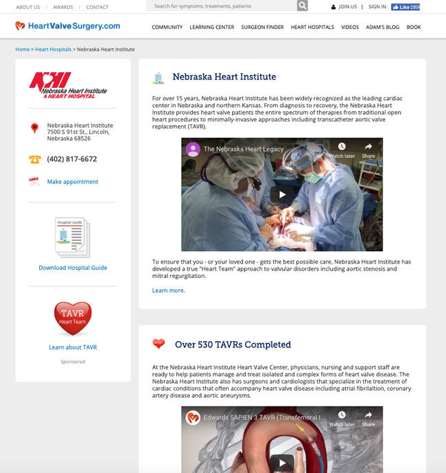 Nebraska Heart Institute Launches Heart Valve Microsite!