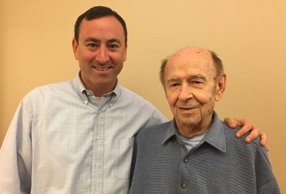 Orest Kozinczuk, transcatheter mitral valve replacement (TMVR) patient, with Adam Pick