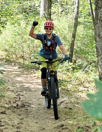 Lisa Letizio, patient, mountain biking after heart valve surgery