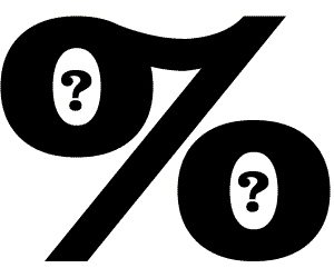 Black Percent Sign WIth Question Marks