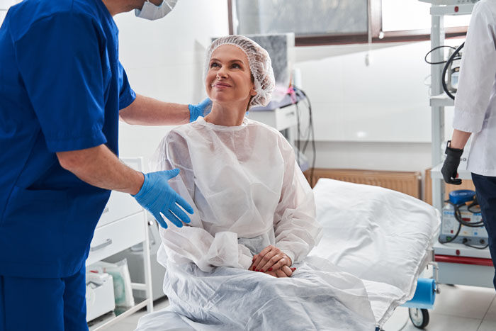 Female patient getting ready for surgery