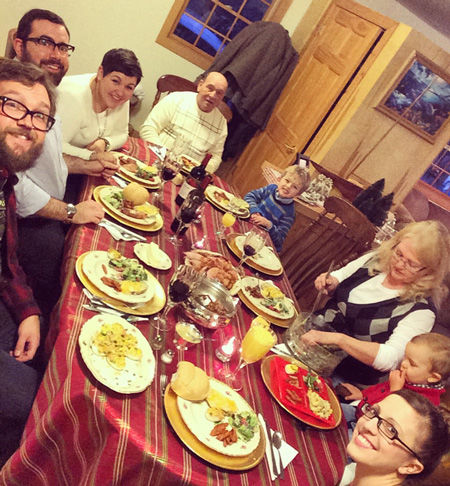 Bob Taylor, heart valve patient, with his family at dinner
