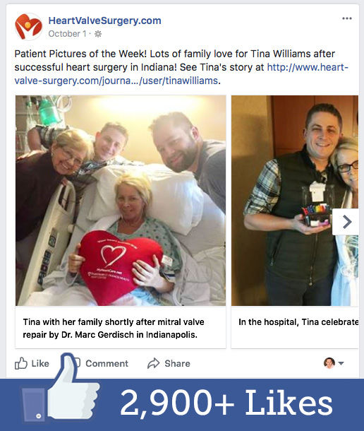 Heart valve patient with family on Facebook