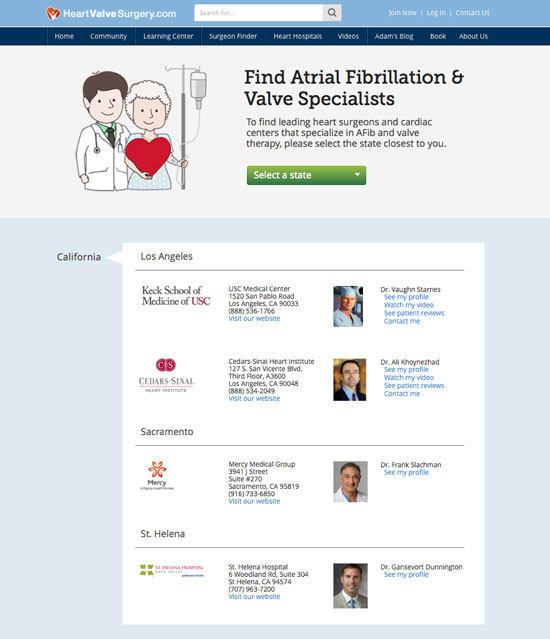 Directory of Atrial Fibrillation & Heart Valve Surgeons