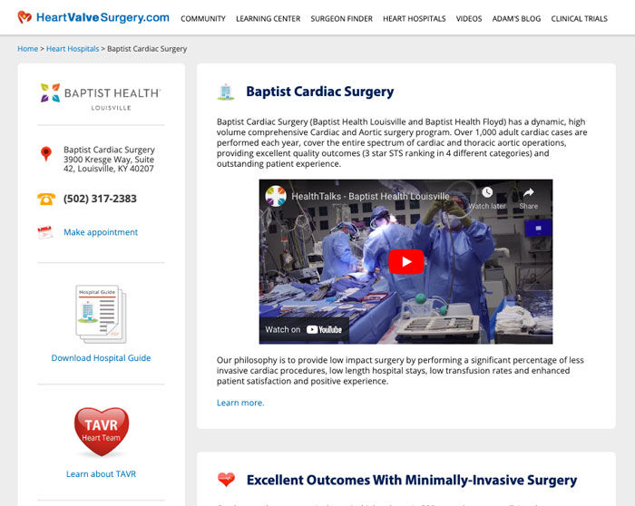 Baptist Health Louisville Heart Valve Microsite