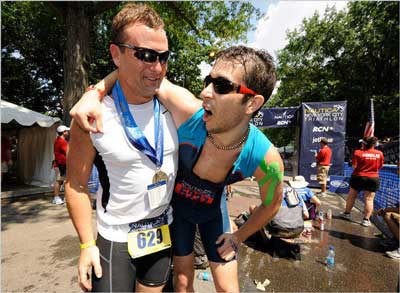 Dr. Allan Stewart with Patient Running Triathlon