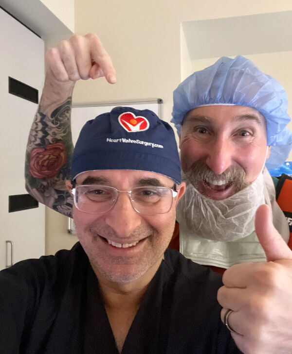 Mike Gabler, Heart Valve Specialist, Survivor Contestant, with Dr. Robert Saeid Farivar