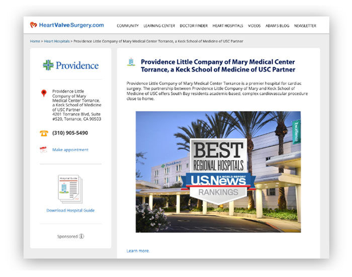 Providence Little Company of Mary Torrance Heart Valve Microsite
