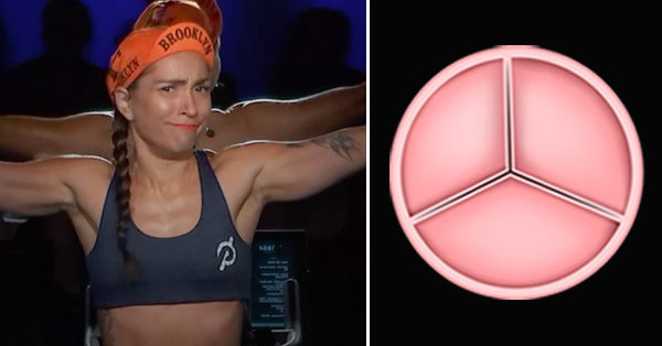 Robin Arzon, Peloton instructor, next to heart valve