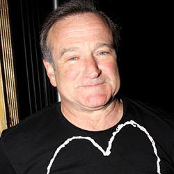 Robin Wiliams Wearing Black Heart Shirt