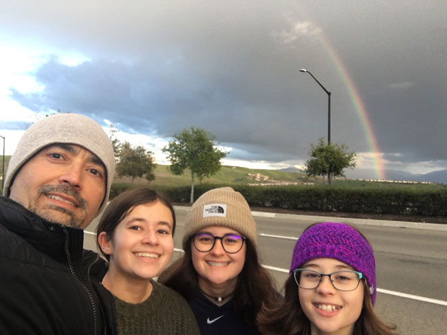 Heart Surgery Patient With Family In Front of Rainbow