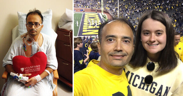 Tapan Mehta - Heart Valve Patient with Daughter at Michigan Football Game