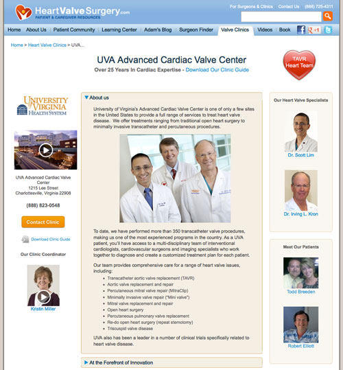 UVA Advanced Cardiac Valve Center Microsite
