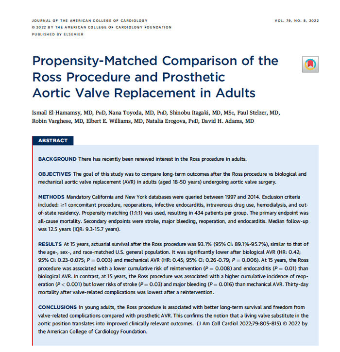 Ross Procedure Research by Dr. Ismail El-Hamamsy