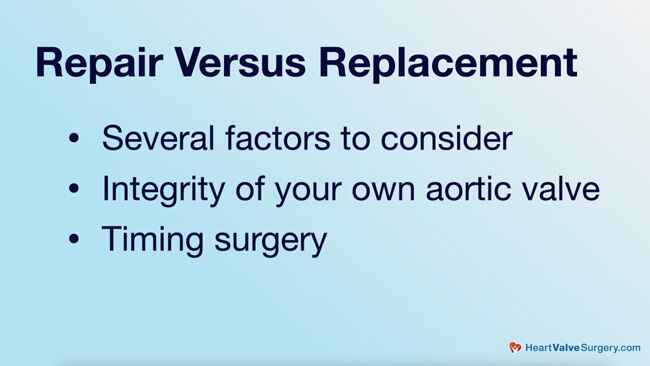 Aortic valve repair compared to replacement