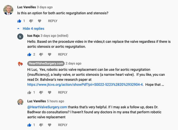 Robotic Aortic Valve Replacement Patient Inquiry