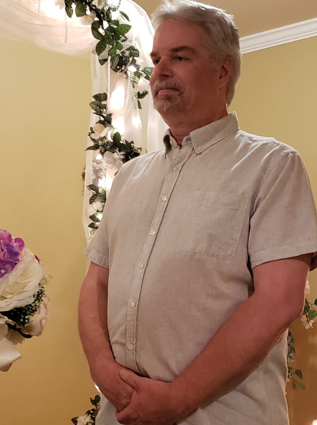 My husband at our informal wedding ceremony