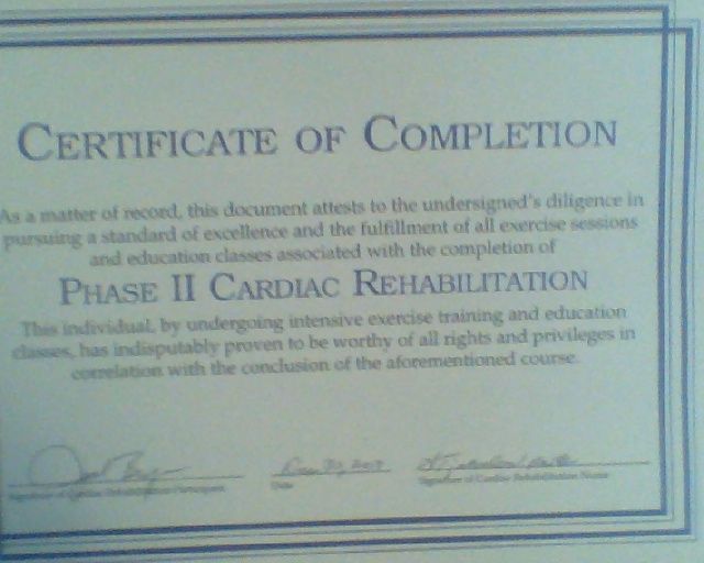 Cardiac Rehab Certificate