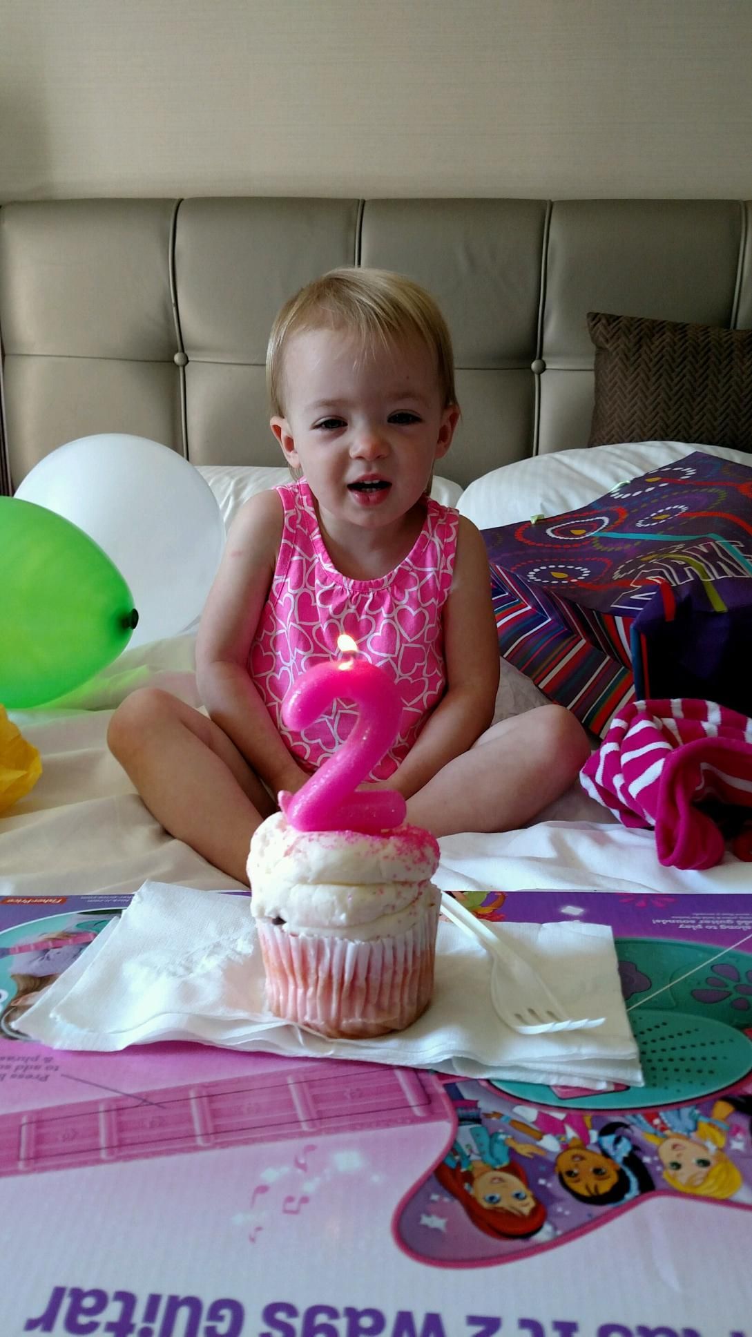 Two year birthday in Nashvillee with a Big 2. Cupcake!